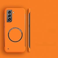 Frameless Magnetic Case for Samsung S23 S22 S21 S20 FE S10 Note 20 Ultra 10 Plus Wireless Charge Cover,Orange, for Note 10