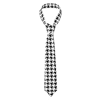 Houndstooth Black Print Necktie for Men Novelty Design Fashion Funny Neck Tie Cosplay 3.15