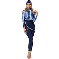 Women Modest Clothing Long Sleeves Hijab Swimsuit Muslim Swimwear 3pcs Islamic Burkinis Front Zipper