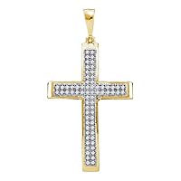 The Diamond Deal 10kt Yellow Gold Womens Round Diamond Medium Cross Pendant 1/5 Cttw