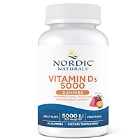Nordic Naturals Vitamin D3 5000 Gummies, Passion Fruit - 30 Gummies - Support for Healthy Bones, Mood, & Immune System - Vegetarian - Non-GMO - 30 Servings