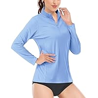 Boladeci Women's Rash Guard Long Sleeve UPF 50+ Sun Protection 1/4 Zip Lightweight UV SPF Swim Shirts for Women