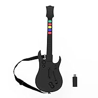 Game Goby Guitar Hero Controller for PC and PS3 - Wireless Guitar for Guitar Hero, Rock Band & Clone Hero Games, Guitar Hero Guitar with Strap & Wireless Dongle (5 Keys) (Black Strat)