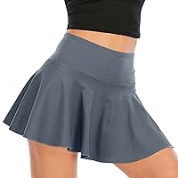 A Line Skirt with Slit Women's Athletic Skirts with Pocket, Tennis Skirt for Women High Waist Pleated Skirt Golf Skirts Running Workout Skort Beach Cover Up Skirt Knit Gray