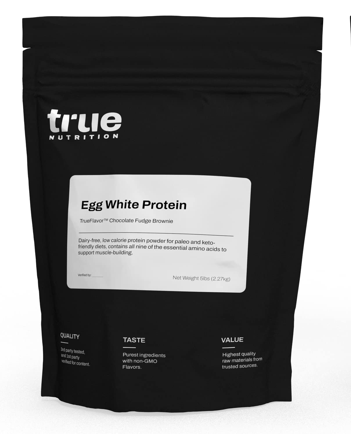 True Nutrition Egg White Protein Powder - 24g Non-GMO Egg Protein per Serving - Low Carb, Low Fat, Paleo, Keto, Gluten Free, Dairy Free, Soy Free - Chocolate Fudge Brownie - 5LB