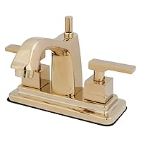 Kingston Brass KS8642QLL Executive 4-Inch Twin Lever Handle Centerset Lavatory Faucet, Polished Brass