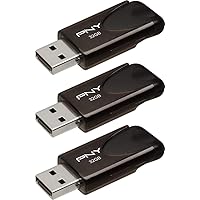 PNY 32GB Attaché 4 USB 2.0 Flash Drive 3-Pack, black