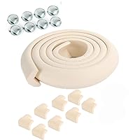 Baby Proofing Edge & Corner Guards | Safe Edge & Corner Cushion | Child Safety Furniture Bumper | Table Protectors | Pre-Taped Corners - Creamy-White