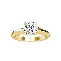 VVS Certified Diamond Ring in 18k White/Yellow/Rose Gold with Round Moissanite Diamond Engagement Ring for Women | Couple Promise Ring for Anniversary | Solitaire Jewelry for Her (1.2 Ct, G-VS2)