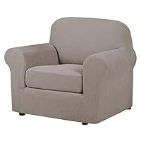 Stretch Chair Slipcovers 2 Pieces Armchair Cover Furniture Protector Chair Covers for Living Room Fit Chair Width Up to 47 Inches, Jacquard Spandex High Spandex Fabric(Chair, Taupe)