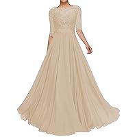 Laces Mother of Bride Dress Scoop Neck Mother of The Groom Dresses Elegant Long Formal Evening Dresses