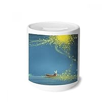 Silent Night Light Boat Fairy Fuying Painting Money Box Ceramic Coin Case Piggy Bank Gift