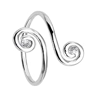 925 Sterling Silver Double Swirl Cubic Zirconia Toe Ring