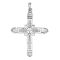 The Diamond Deal Sterling Silver Womens Round Diamond Roman Cross Religious Pendant 1/12 Cttw