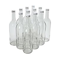 FastRack HOZQ8-936 W5 Clear Bordeaux Wine Bottles, 750 ml Empty Bottles for Drinks, 12 per Case White