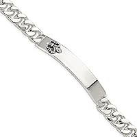 9.25mm 925 Sterling Silver Enameled Fleur de lis ID Mens Bracelet 8.5 Inch Jewelry Gifts for Men