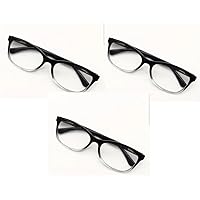 3 Pair - One Power, Auto-Focus Reading Glasses, As seen on TV. Lightweight Frames, Spring hinges (Round Frames) Multi-Pack