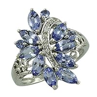 1.85 Carat Tanzanite Marquise Shape Natural Non-Treated Gemstone 10K White Gold Ring Engagement Jewelry for Women & Men