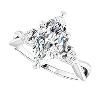 Mois 1 CT Marquise Cut Colorless Moissanite Engagement Ring Wedding/Bridal Ring, Diamond Ring, Anniversary Solitaire Accented Promise Vintage Antique 925 Sterling Silver Perfect Ring for Wife