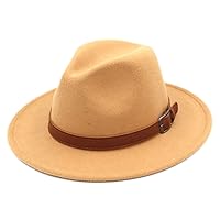 Children Kids Fedora Hat Wide Brim Boys Grils Panama Cap with Brown Leather Belt for Halloween Masquerade Party
