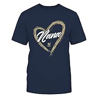 FanPrint Navy Midshipmen - Heart Shape - Nana - University Team Logo Gift T-Shirt