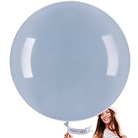 PartyWoo Boho Blue Large Balloons, 4 pcs 36 Inch Balloons, Light Blue Grey Big Balloons, Grayish Blue Giant Balloons, Jumbo Balloons for Birthday Party Decorations, Baby Shower Decorations, Blue-F51
