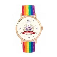 Queen's Platinum Jubilee Crown Watch 2022 for Women, Analogue Display, Japanese Quartz Movement Watch with Rainbow Nylon Strap, Custom Made
