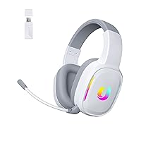 Jeecoo G80 Wireless Gaming Headset - 7.1 Surround Sound, Detachable Clear Microphone, Low Latency LED Wireless Gaming Headphones- Works with PS4 PS5 PC Laptop Computers
