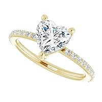925 Silver, 10K/14K/18K Solid Gold Moissanite Engagement Ring,1.0 CT Heart Cut Handmade Solitaire Ring, Diamond Wedding Ring for Women/Her Anniversary Ring, Birthday Rings,VVS1 Colorless Gift