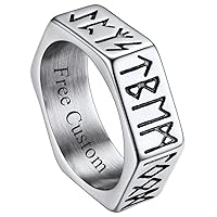 ChainsHouse Screw Band Biker Ring for Men Women, Black Metal/18K Gold Plated Stainless Steel Jewelry Hexagon Geometric Norse Viking Symbol Ring, Size 7-14(with Gift Box)