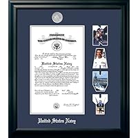 Campus Images NACS002S Navy Certificate Frame with Silver Medallion and Snap Shot Openings, 10