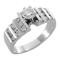 14k White Gold 1 Carat Brilliant Round Diamond Engagement Ring