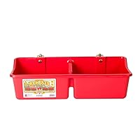Portable Feeder with Divider | Livestock Feeder | Heavy Duty Mountable Feeding Trough for Livestock & Pets | Made in USA | 16 Quarts | Red