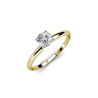 Solus- 0.37ct Natural White Round Diamond Solitaire Ring in 14K Gold.