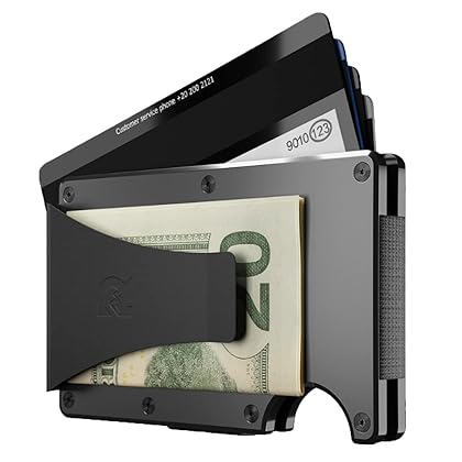 The Ridge Minimalist Slim Wallet For Men - RFID Blocking Front Pocket Credit Card Holder - Metal Wallet For Men With Money Clip (Gunmetal)