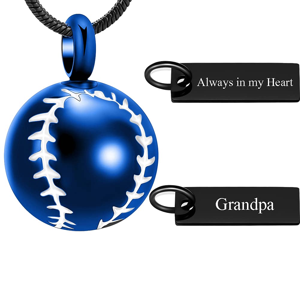 Stainless Steel 20mm Baseball Memorial Urn Jewelry Pendant Hold Cremation keepsake necklace for ashes