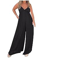 Plus Size Jumpsuit for Women Dressy Rompers Strappy Jumpsuits Wide Leg Pants Overalls Casual Jumper Flowy Jumpsuits