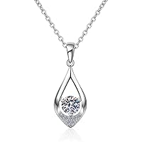 Teardrop 0.5ct Moissanite 925 Silver Platinum Plated Necklace 40+5cm NX118