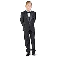 Boys Tuxedo Suit 5 Piece Set Shawl Lapel Floral 1 Button Formal Kids Dress Velvet Bow Shirt Wedding 1714