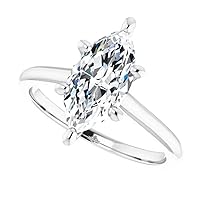 10K Solid White Gold Handmade Engagement Ring 1 CT Marquise Cut Moissanite Diamond Solitaire Wedding/Bridal Ring Set for Women/Her Propose Ring, Perfact for Gift Or As You Want
