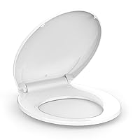 Toilet Seat, Durable Round Toilet Seat with Quick-Release And Quick-Attach, Plastic Toilet Seat with Soft Close, Never Loosen, Easy Install and clean - White