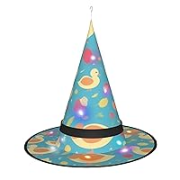 Gold Mechanical Discs Print Halloween Cone Witch Hat with Led Light Cosplay for Wizards Hat Halloween Party Accessories.