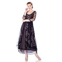 Nataya 40163 Women's Downton Abbey Vintage Style Mother of The Bride Dress in Black