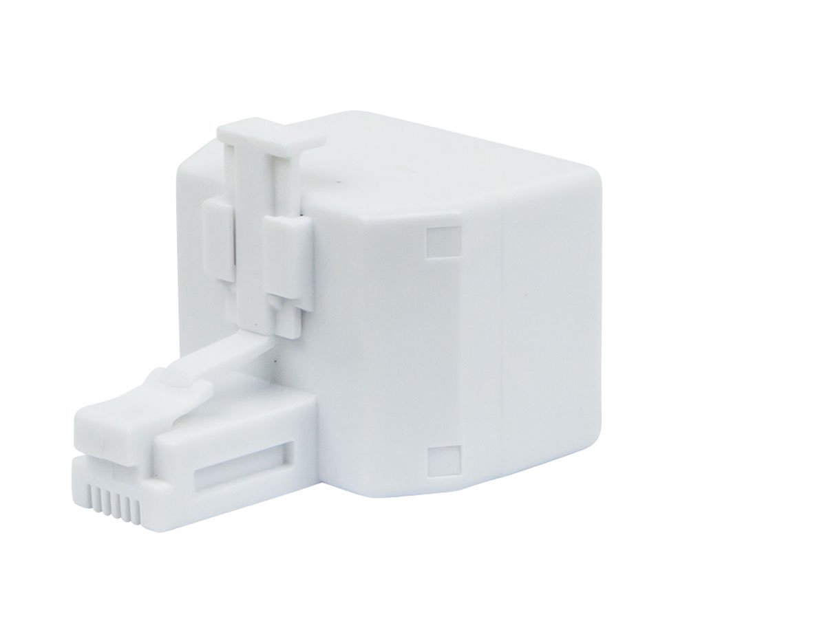 Monoprice RJ11 6P4C Modular T-Adapter - Male to 2x Female, Straight, White