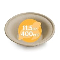 100% Compostable Paper Bowls (11.5oz, Pack of 50) Soup Bowls, Pasta Bowls, Cereal, Salad, Ice Cream, Disposable Bamboo Small Bowls, Biodegradable, Unbleached by Earth's Natural Alternative