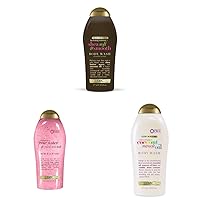 OGX Hydrating Moisture + Shea Soft & Smooth Body Wash, Coconut, 19.5 Fl Oz & Pink Sea Salt & Rosewater Gentle Soothing Body Scrub & Extra Creamy + Coconut Miracle Oil Ultra Moisture Body Wash