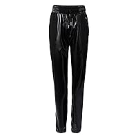 Womens High Waist Faux Leather Pants Leggings Women's Patchwork Casual Leather Pants