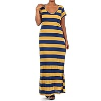 Women's Striped Plus Size Maxi Dress