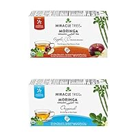 Miracle Tree - Organic Moringa Superfood Tea, 2 Pack Bundle, 2x25 Individually Sealed Tea Bags (Apple & Cinnamon, Original)