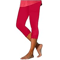 Capri Leggings for Women Summer High Waisted Casual Hiking Pants Cropped Capris Workout Yoga Soft Solid Color Leggings